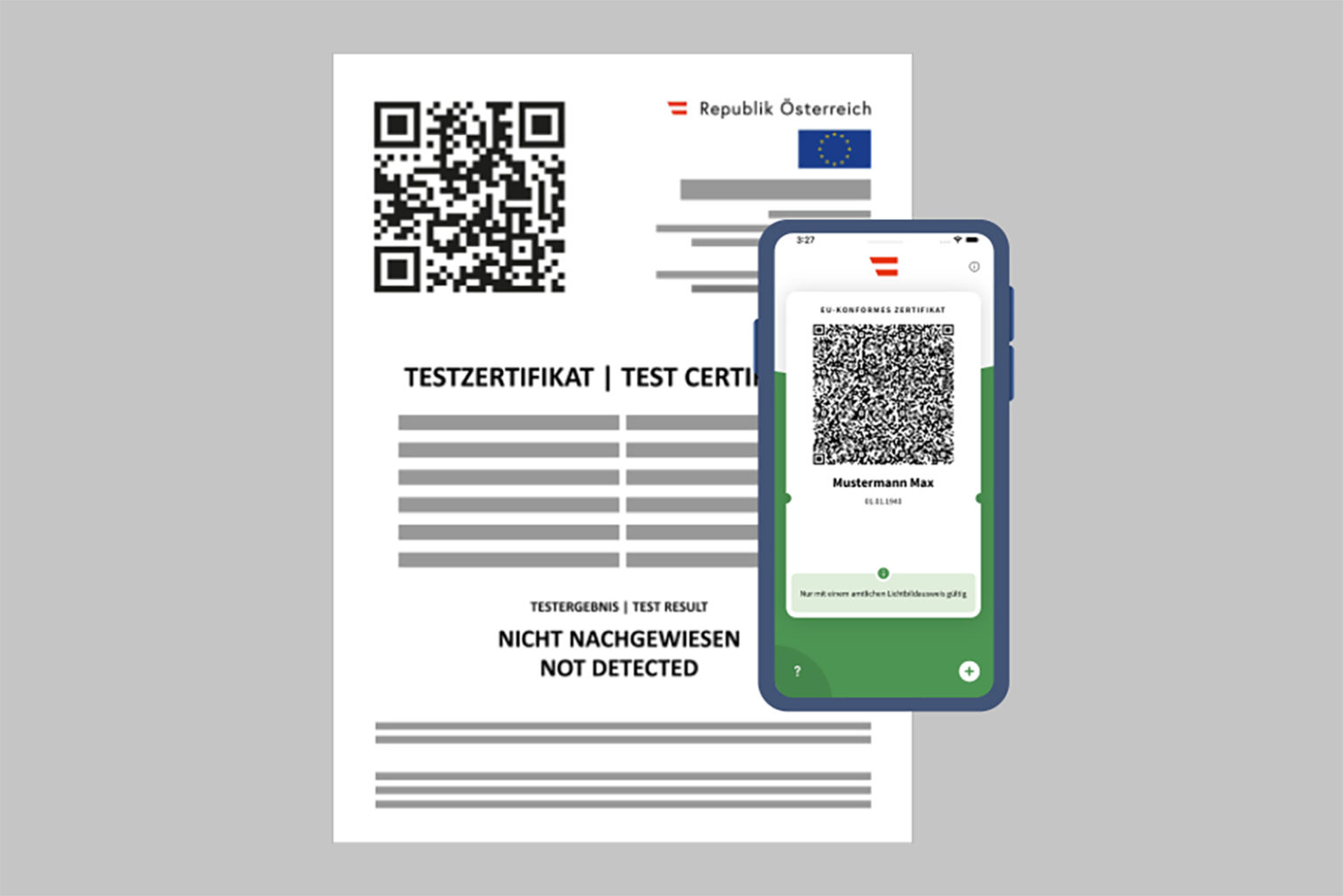 Ansicht Zertifikat mit QR-Code